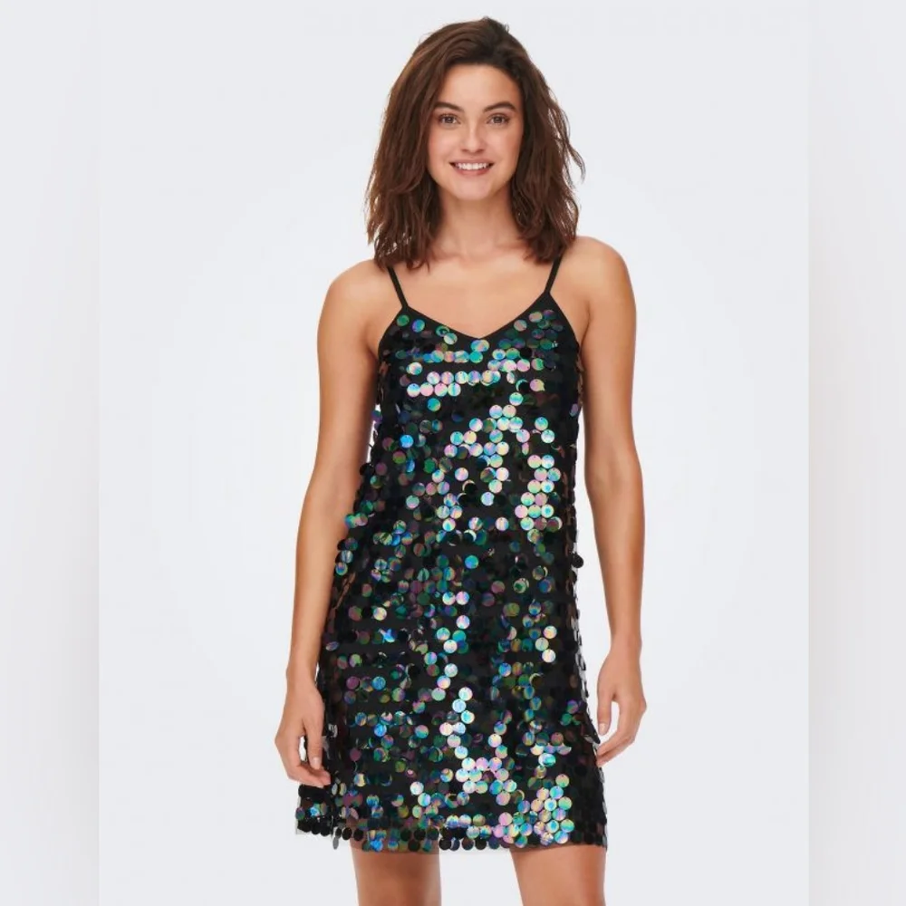 NWT Onlemili S/l Sequins Black Short Party Holiday Sexy Mini Dress - Picture 4 of 16
